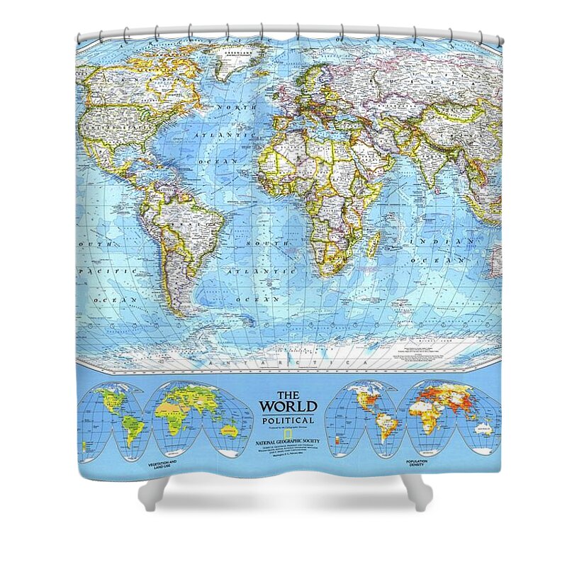 World Map Shower Curtain featuring the digital art World Map #5 by Super Lovely