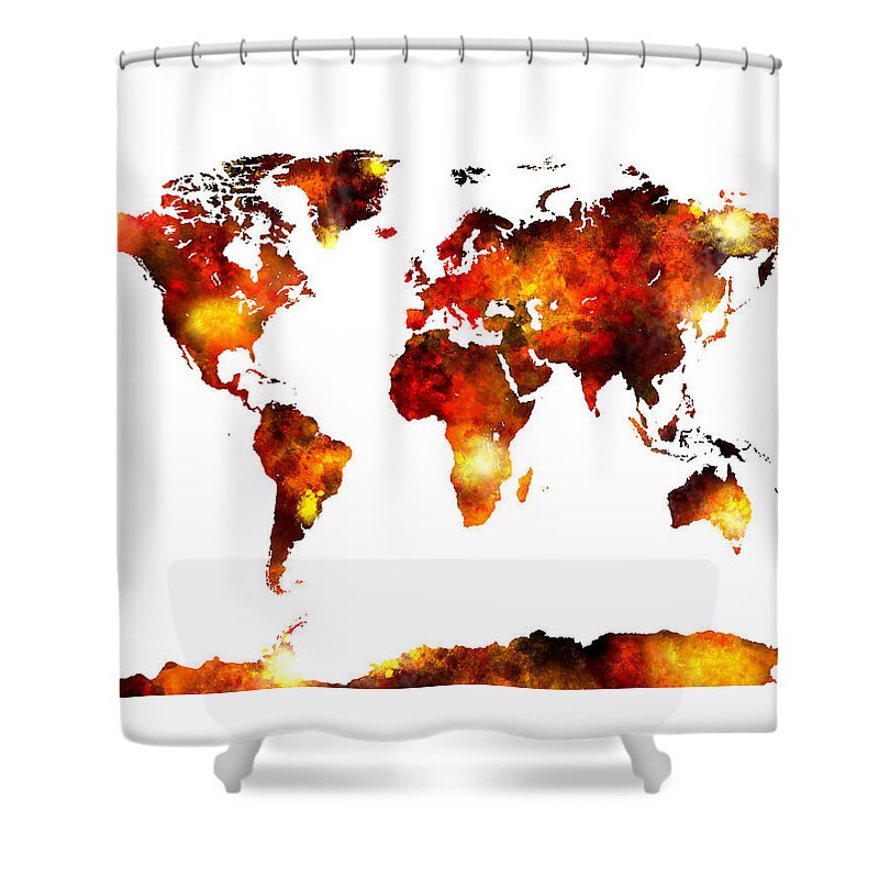 Map Of The World Shower Curtain featuring the digital art World Map Watercolor #5 by Michael Tompsett