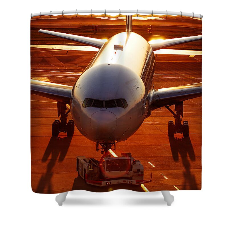 Aircraft Shower Curtain featuring the digital art Aircraft #51 by Super Lovely