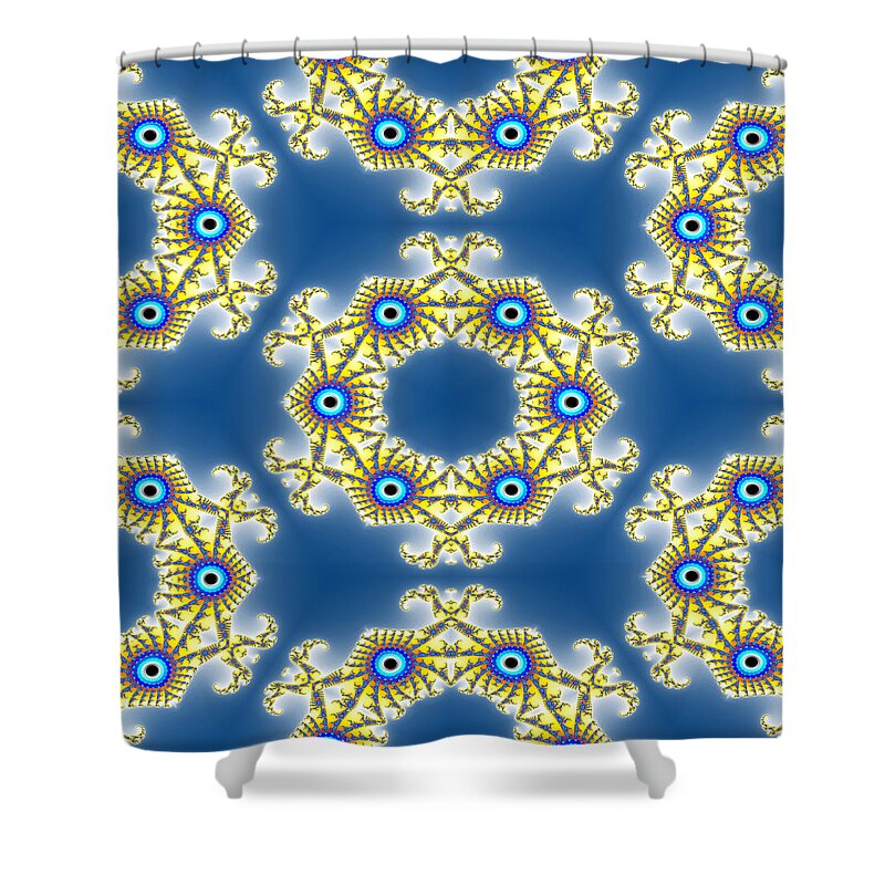 Abstract Shower Curtain featuring the digital art Fractal floral pattern #53 by Miroslav Nemecek