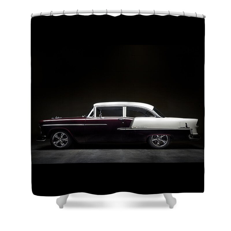 Vintage Shower Curtain featuring the digital art 55 Bel Air by Douglas Pittman