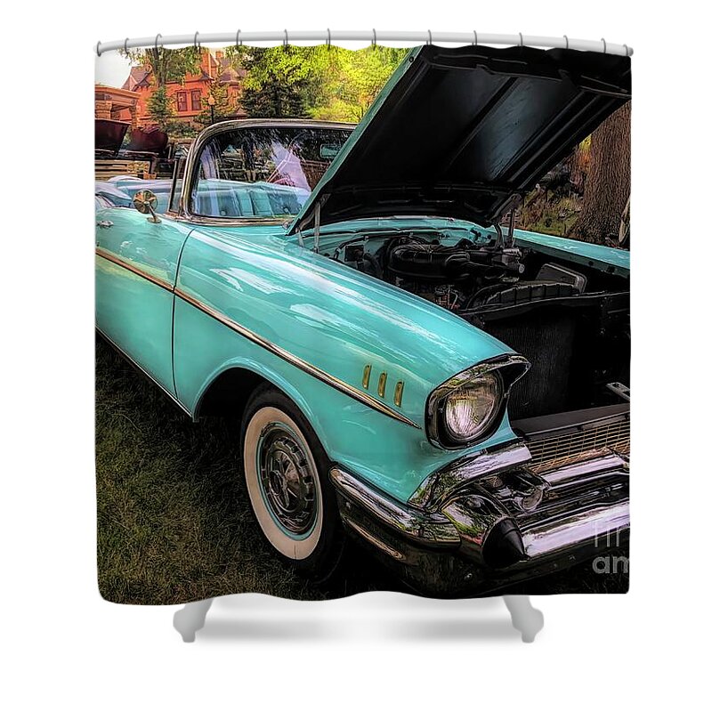 Bel Air Shower Curtain featuring the photograph 57 Chevy Bel Air Convertible by Luther Fine Art