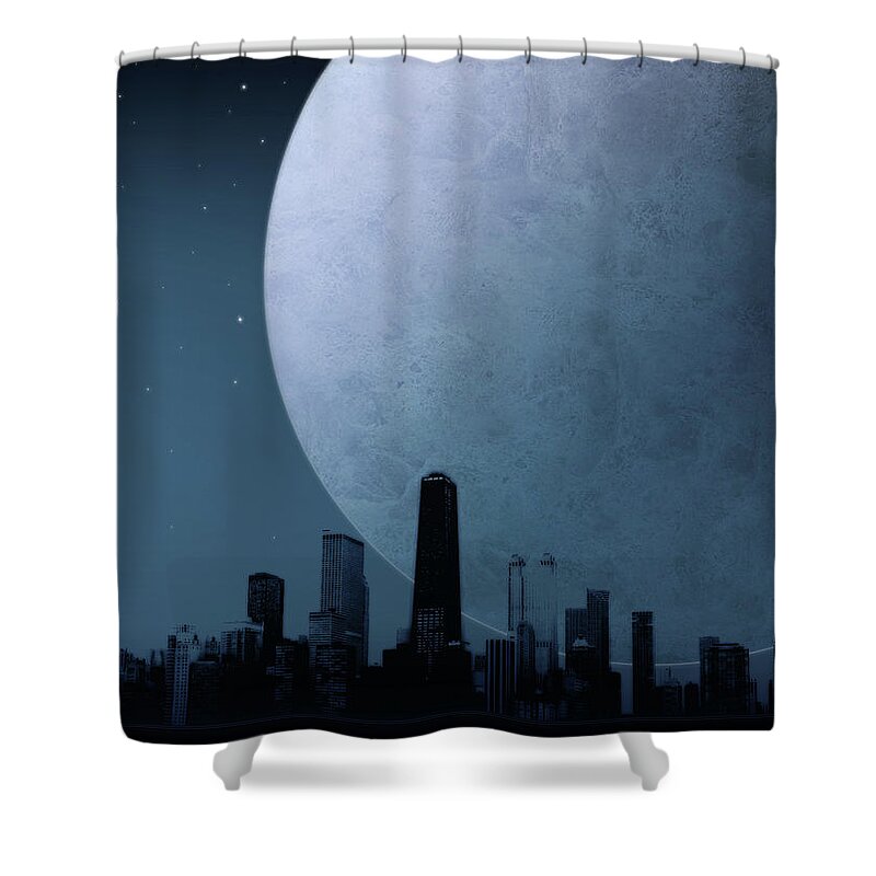 City Shower Curtain featuring the digital art City #58 by Super Lovely