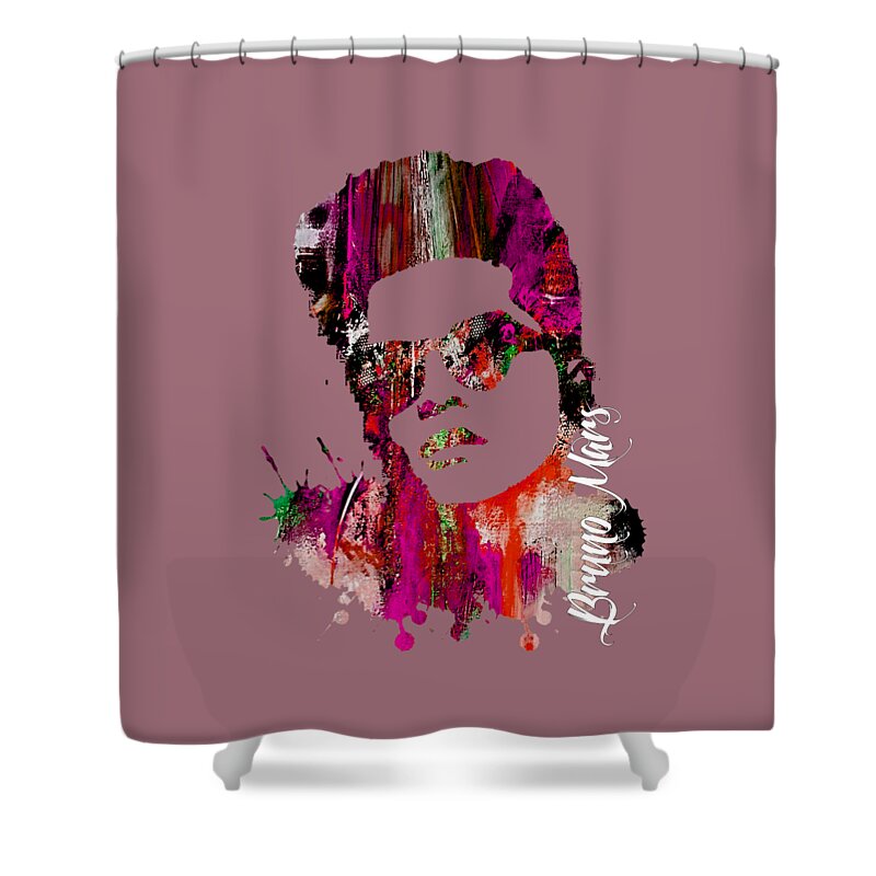 Bruno Mars Shower Curtain featuring the mixed media Bruno Mars Collection by Marvin Blaine