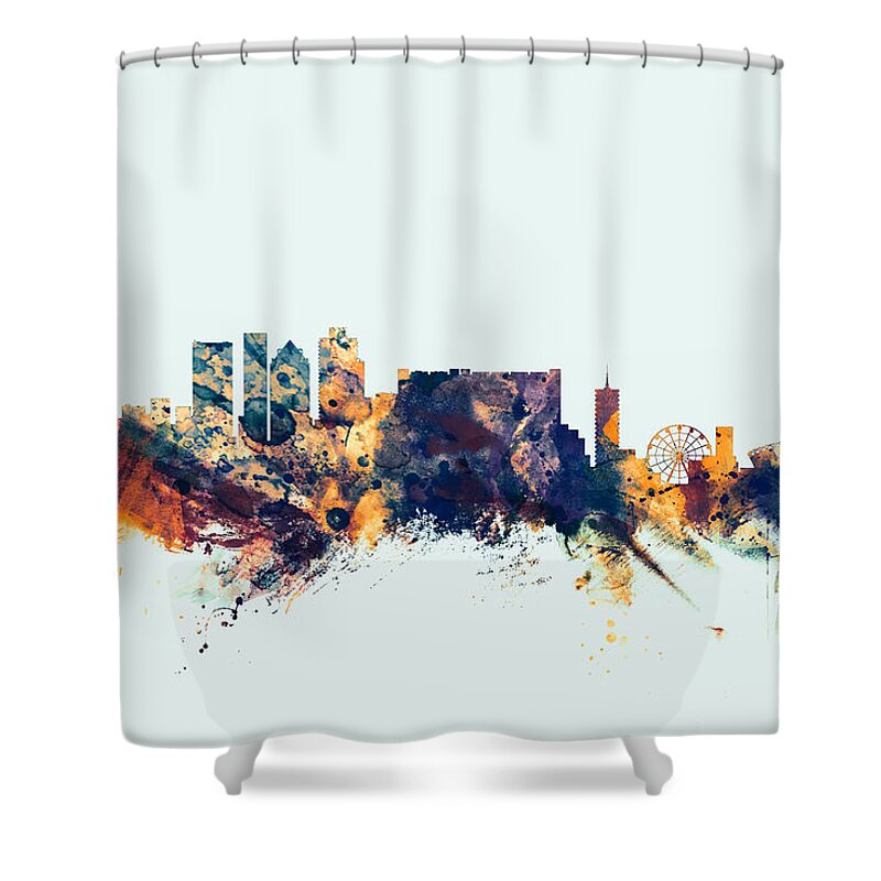 City Shower Curtain featuring the digital art Cape Town South Africa Skyline by Michael Tompsett
