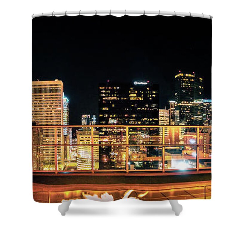 View Shower Curtain featuring the photograph Charlotte North Carolina Skyline View At Night From Roof Top Res #6 by Alex Grichenko