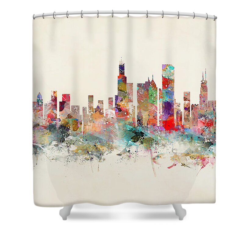 Chicago Shower Curtain featuring the painting Chicago City Skyline #6 by Bri Buckley