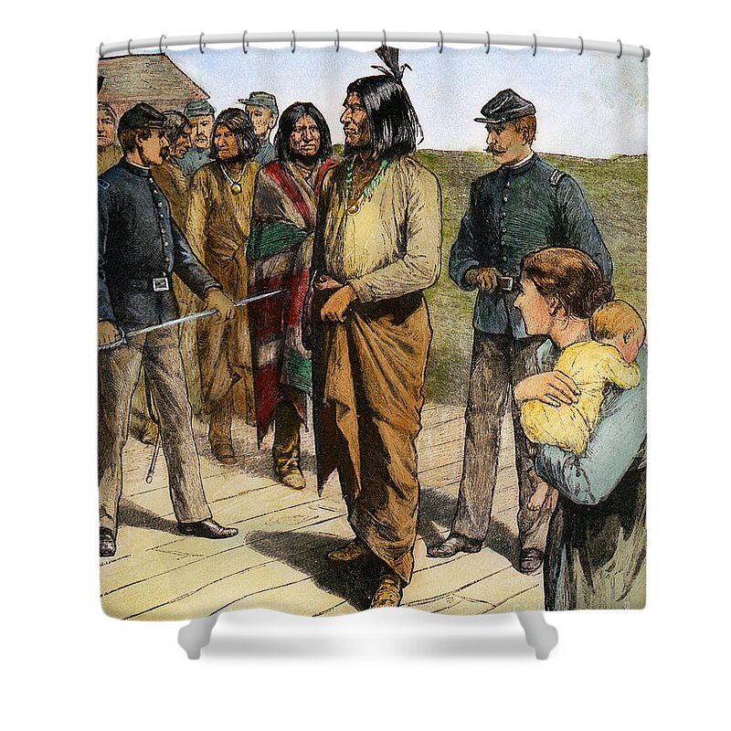 1886 Shower Curtain featuring the drawing Geronimo, 1829-1909 #6 by Granger