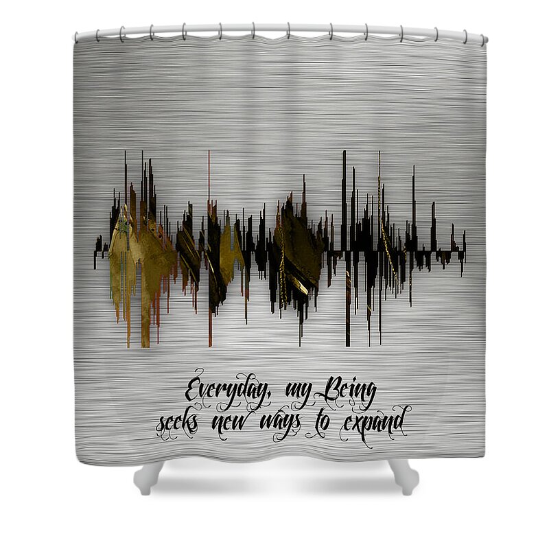 Soundwave Shower Curtain featuring the mixed media Inspirational Soundwave Message #2 by Marvin Blaine
