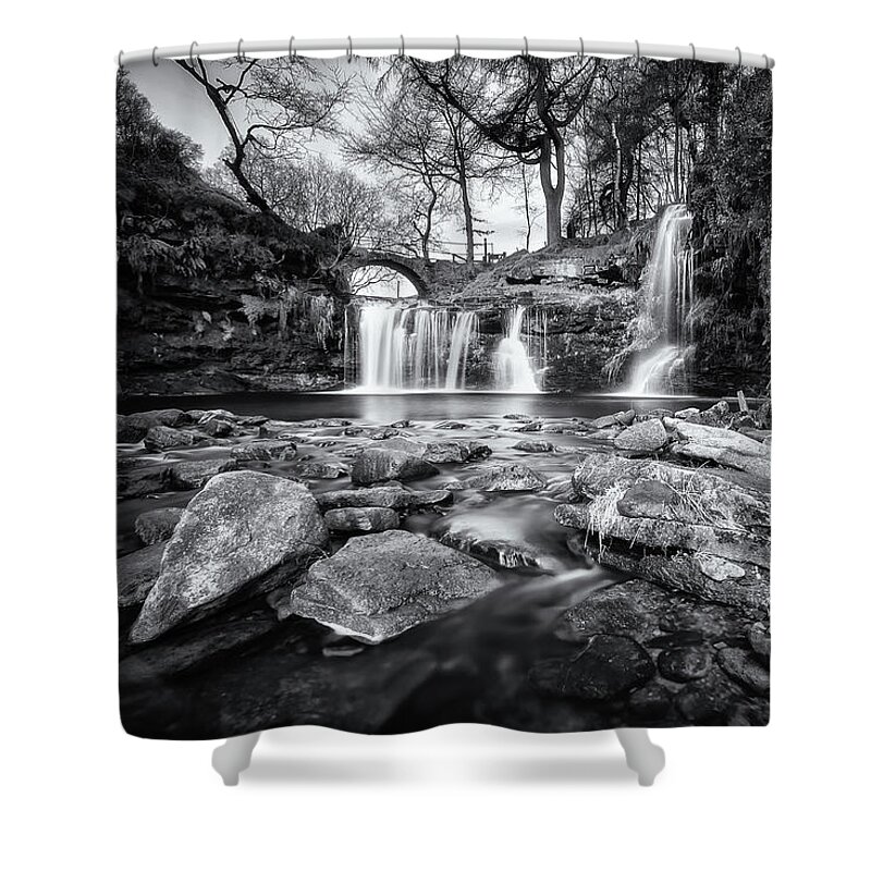 Bridge Shower Curtain featuring the photograph Lumb Hole Falls #6 by Mariusz Talarek