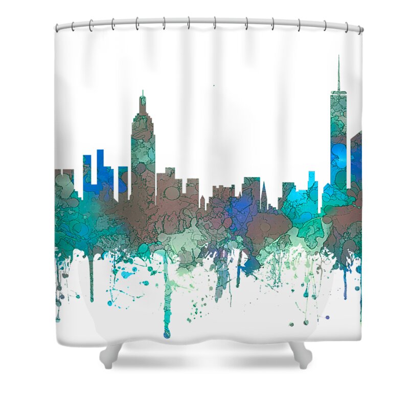 New York Ny Skyline Shower Curtain featuring the digital art New York NY Skyline #6 by Marlene Watson