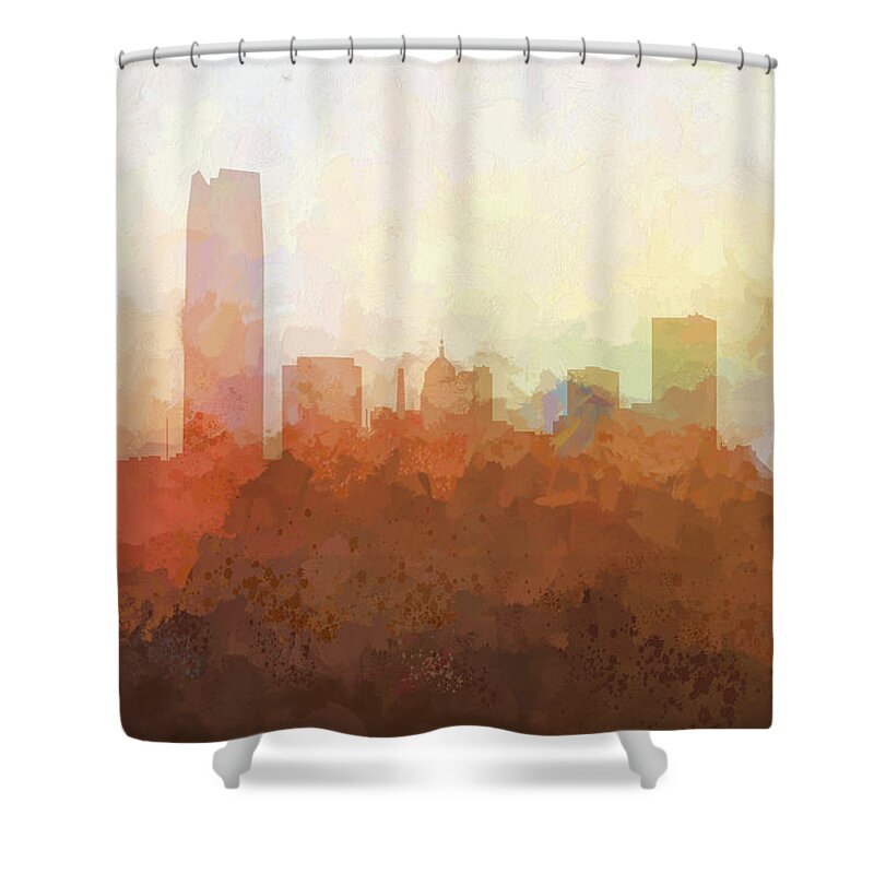 Oklahoma City Oklahoma Skyline Shower Curtain featuring the digital art Oklahoma City Oklahoma Skyline #6 by Marlene Watson