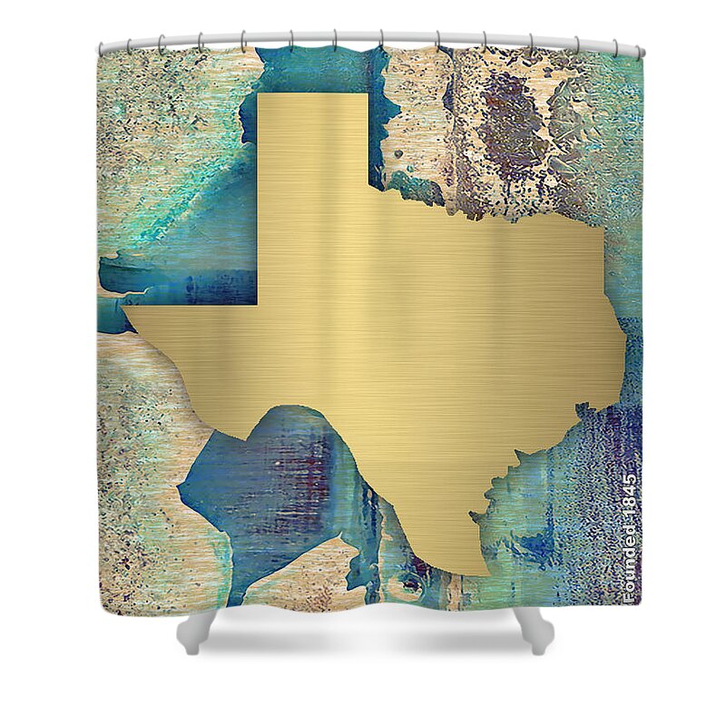 Texas Art Shower Curtain featuring the mixed media Texas State Map Collection #6 by Marvin Blaine