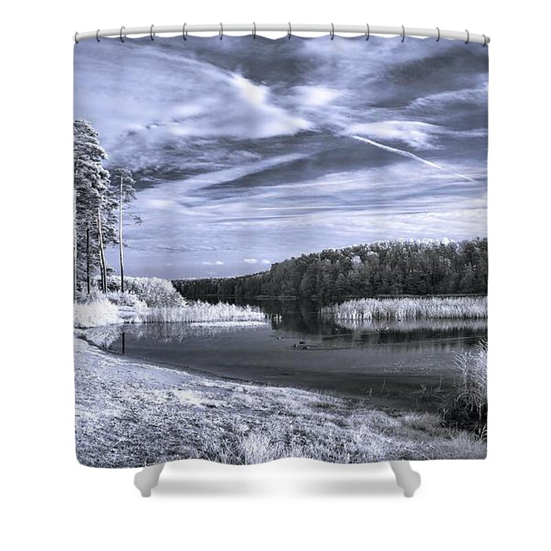 Winter Shower Curtain featuring the digital art Winter #60 by Super Lovely