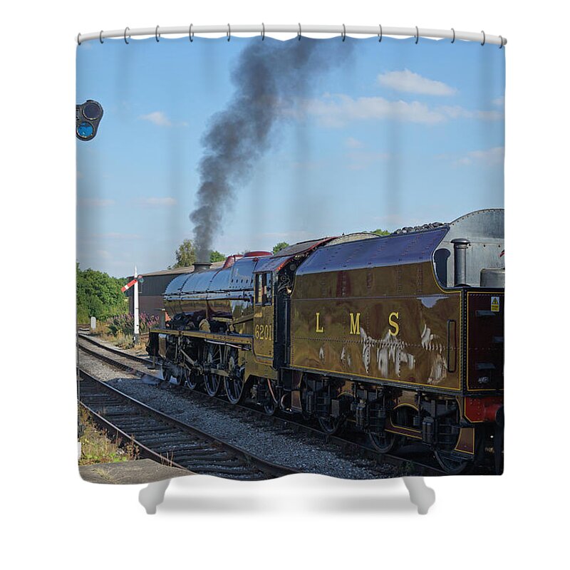 Steam Shower Curtain featuring the photograph 6201 Princess Elizabeth at Swanwick Station by David Birchall
