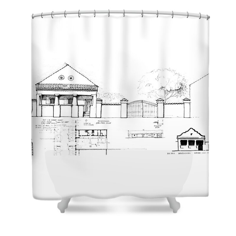 Sustainability Shower Curtain featuring the drawing 6.31.Hungary-4-detail-c by Charlie Szoradi