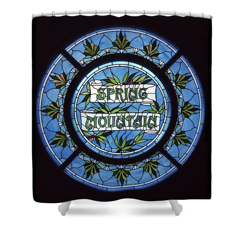 Spring Mountain Vineyard Shower Curtain featuring the photograph 6B6318 Spring Mountain Vinyards Stained Glass Window by Ed Cooper Photography