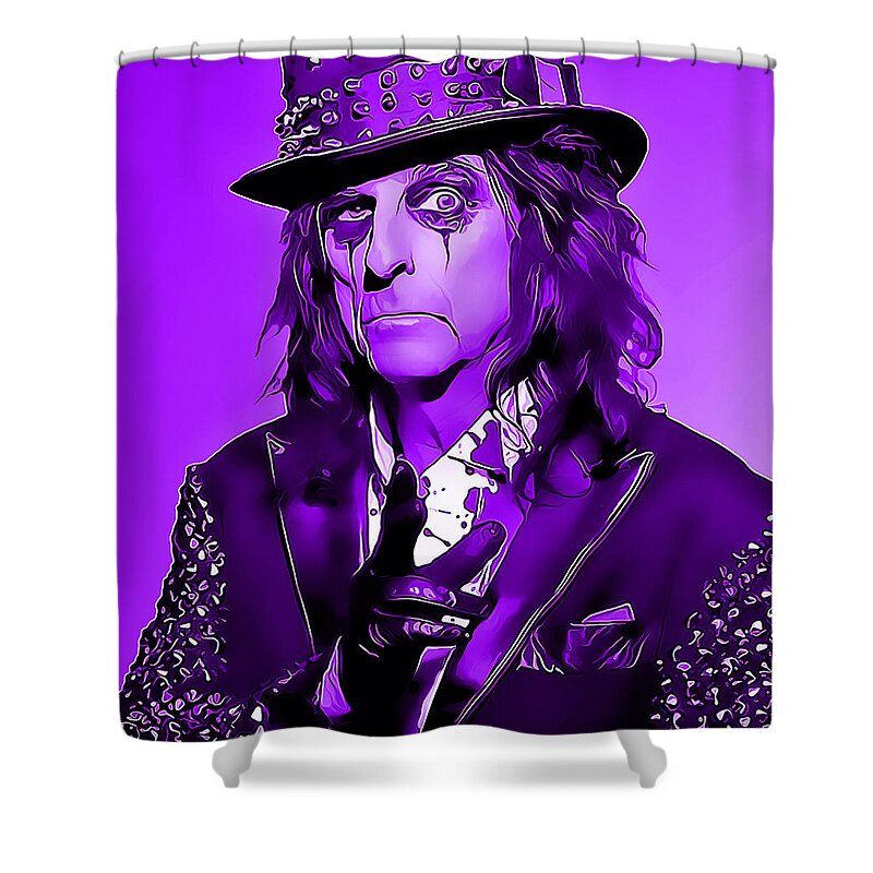 Alice Cooper Shower Curtain featuring the mixed media Alice Cooper #7 by Marvin Blaine
