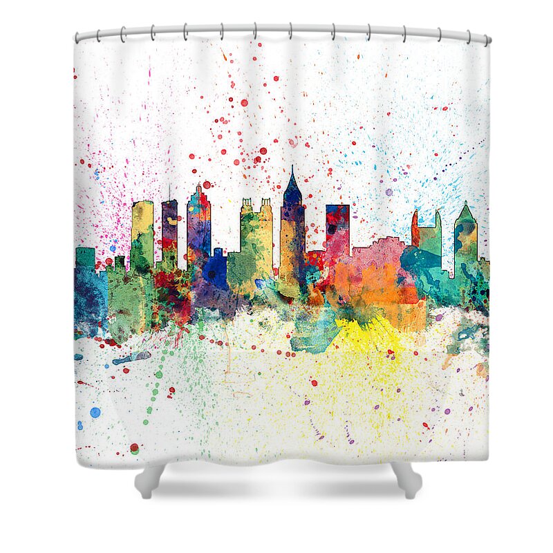 United States Shower Curtain featuring the digital art Atlanta Georgia Skyline by Michael Tompsett