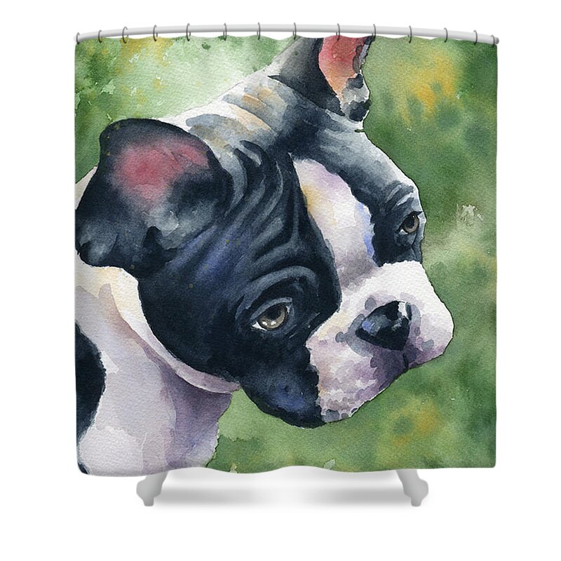 Boston Shower Curtain featuring the painting Boston Terrier by David Rogers