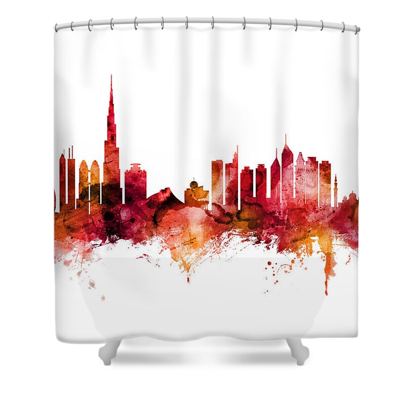 Dubai Shower Curtain featuring the digital art Dubai Skyline by Michael Tompsett