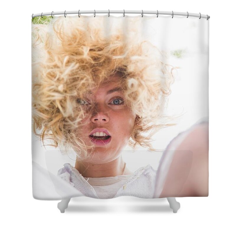 Face Shower Curtain featuring the digital art Face #7 by Super Lovely