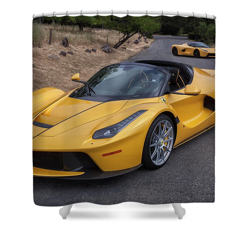 Ferrari Shower Curtain featuring the photograph #Ferrari #LaFerrari #Aperta #Print #7 by ItzKirb Photography