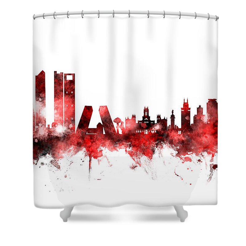 Madrid Shower Curtain featuring the digital art Madrid Spain Skyline by Michael Tompsett