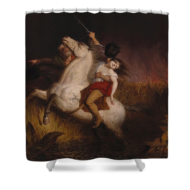 Charles Deas (american Shower Curtain featuring the painting Prairie on Fire #7 by Charles Deas
