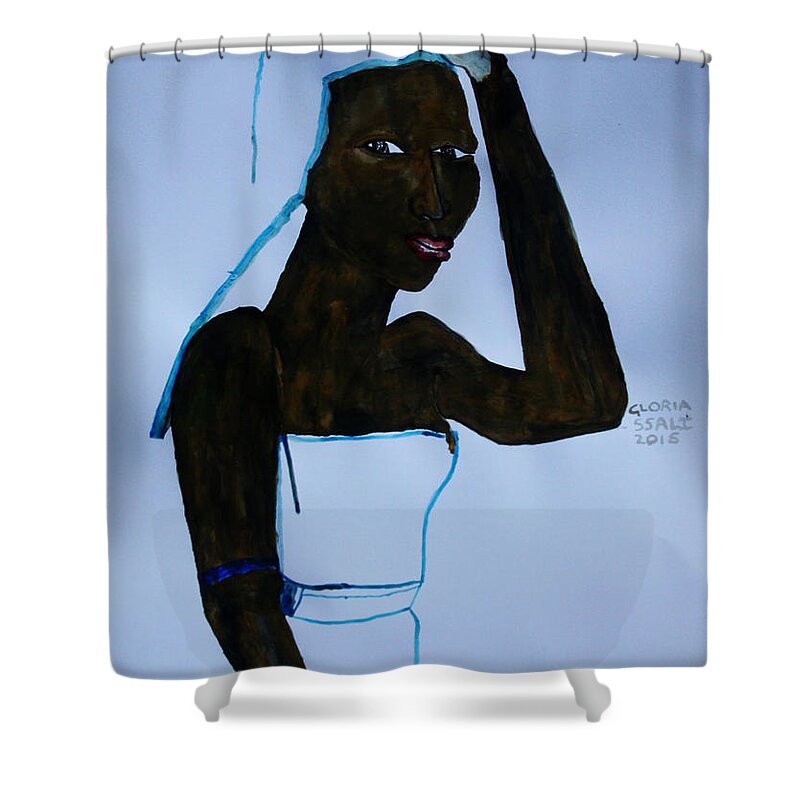 Jesus Shower Curtain featuring the painting Shilluk Bride - South Sudan #7 by Gloria Ssali