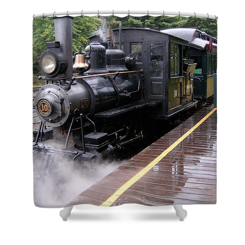 Train Shower Curtain featuring the digital art Train #7 by Super Lovely