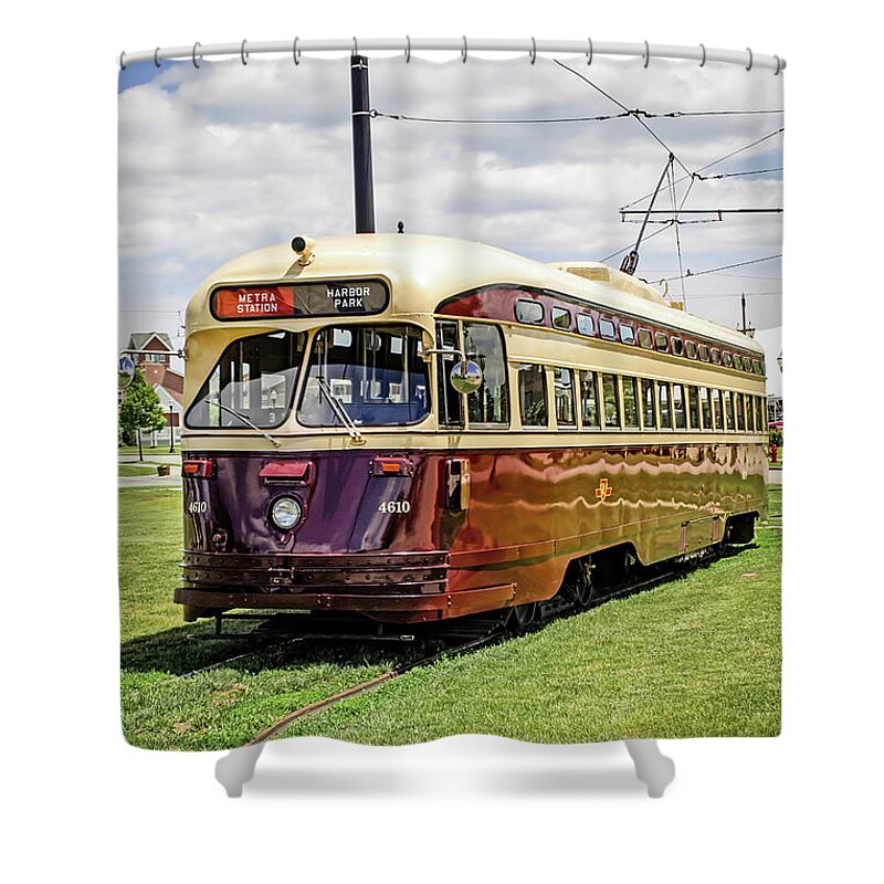 Clean Shower Curtain featuring the photograph Trolly car in Kenosha WI #7 by Chris Smith