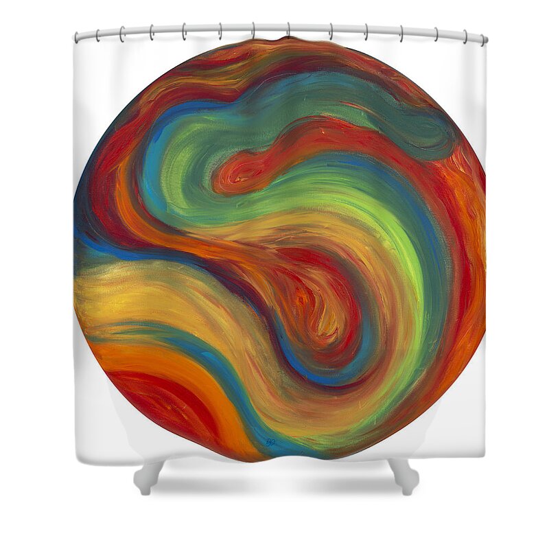 Acrylic Abstract Canvas Shower Curtain featuring the painting 70s Influence by Patty Vicknair