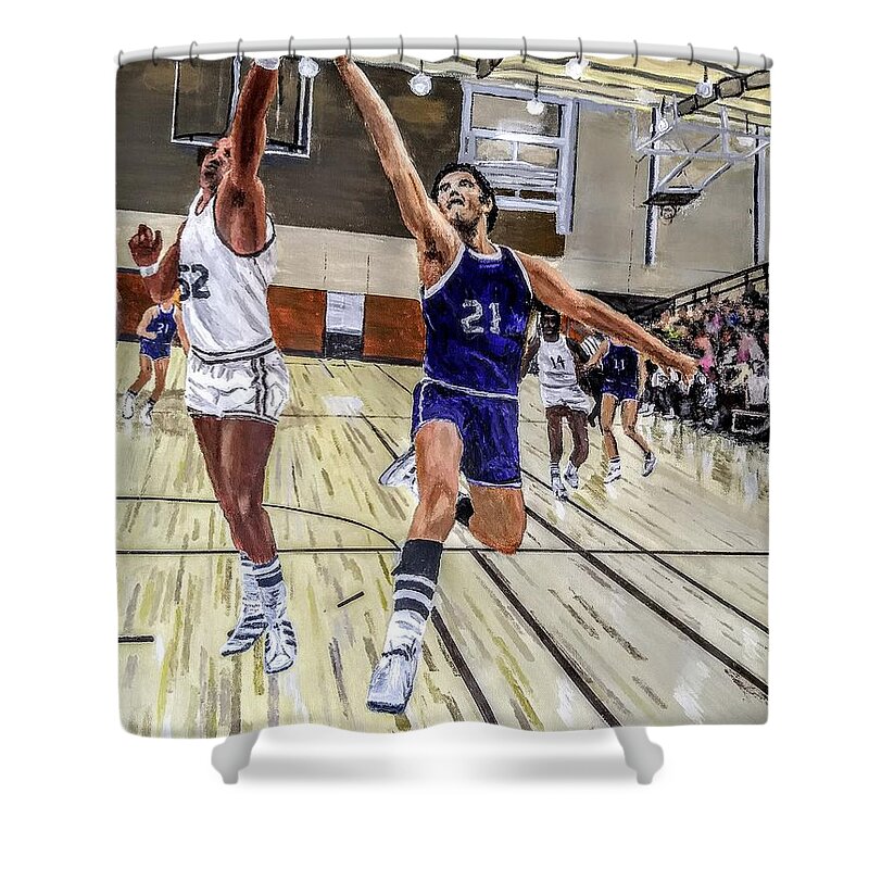 Semi-pro Shower Curtain featuring the painting 70's Layup by Kevin Daly
