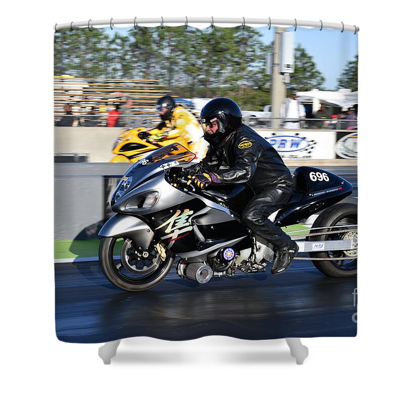 Motorcycle Shower Curtain featuring the photograph Mancup SGMP 2017 by JT #76 by Jack Norton