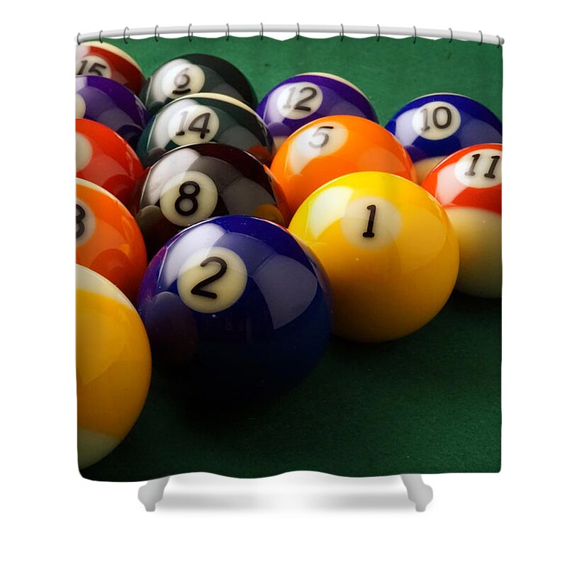 Eight Shower Curtain featuring the photograph 8 Ball Rack by David G Paul