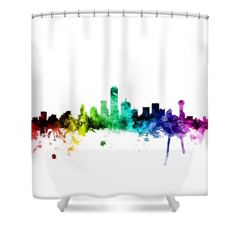 United States Shower Curtain featuring the digital art Dallas Texas Skyline by Michael Tompsett