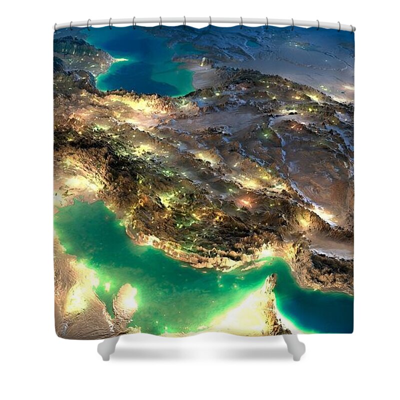 From Space Shower Curtain featuring the digital art From Space #8 by Super Lovely