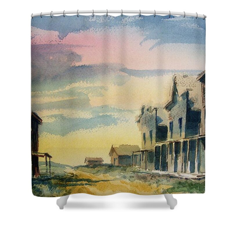 Ghost Town Shower Curtain featuring the painting Ghost Town #8 by Kevin Heaney