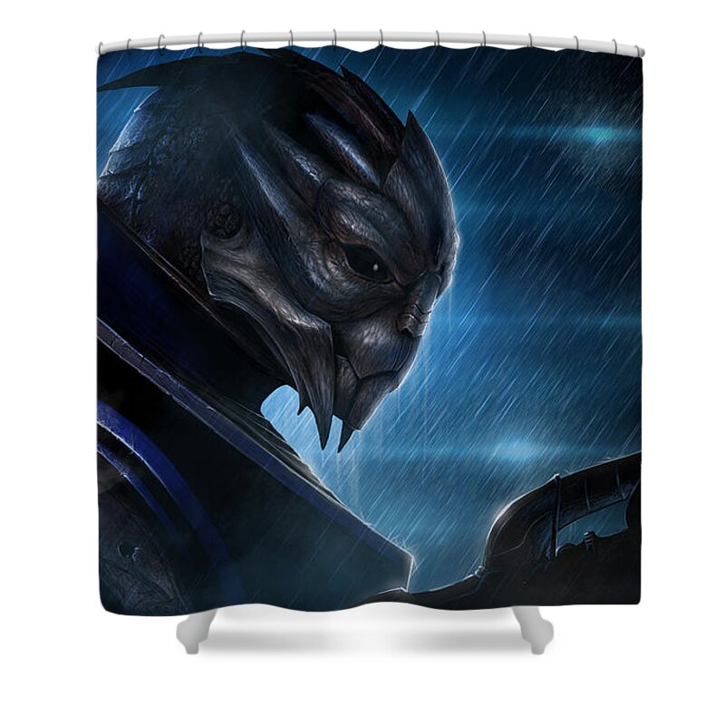 Mass Effect Shower Curtain featuring the digital art Mass Effect #8 by Super Lovely