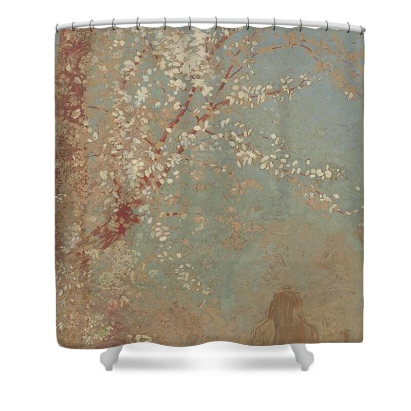 The Red Tree 1905 Odilon Redon (1840 - 1916) Shower Curtain featuring the painting The Red Tree by Odilon Redon