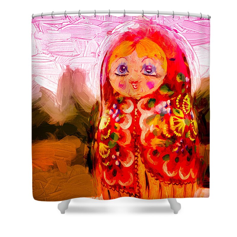 Russian Shower Curtain featuring the photograph Sunny Russian Matrushka Nesting Puzzle Doll by John Williams