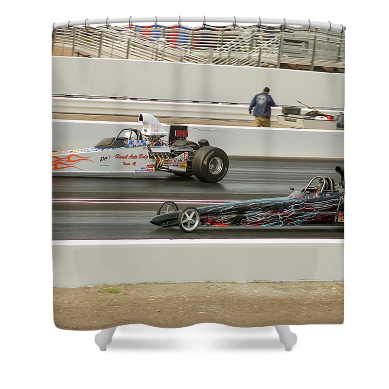 Super Comp Shower Curtain featuring the photograph 8.90 Index Racing #890 by Darrell Foster