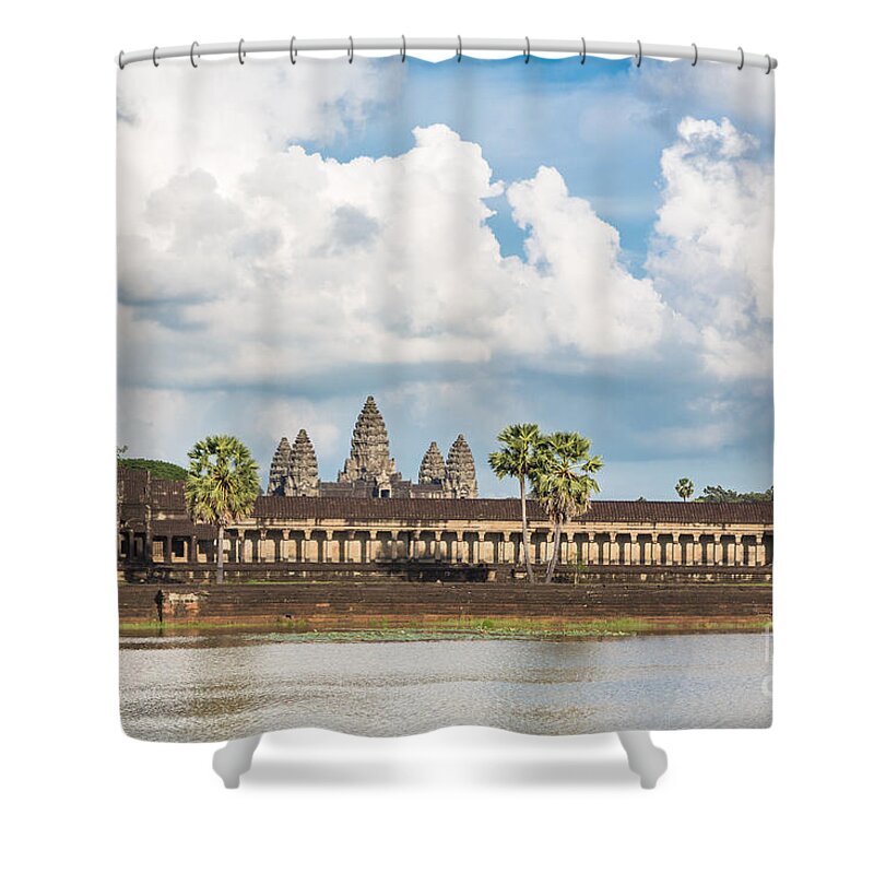 Ancient Shower Curtain featuring the photograph Angkor Wat in Cambodia #9 by Didier Marti