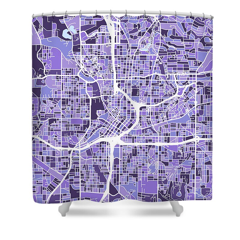 Atlanta Shower Curtain featuring the digital art Atlanta Georgia City Map by Michael Tompsett