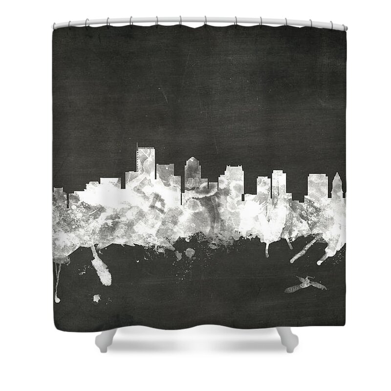 United States Shower Curtain featuring the digital art Boston Massachusetts Skyline by Michael Tompsett