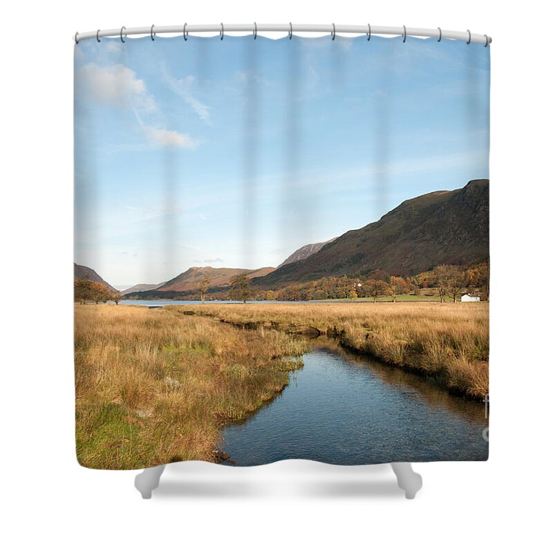 Buttermere Lake Shower Curtain featuring the photograph Buttermere #9 by Smart Aviation