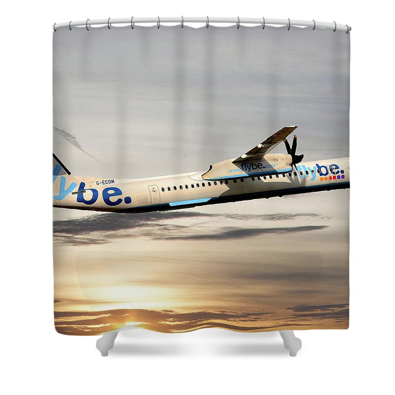 Flybe Shower Curtain featuring the photograph Flybe Bombardier Dash 8 Q400 by Smart Aviation