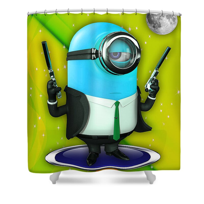 Minion Shower Curtain featuring the mixed media Minions Collection #9 by Marvin Blaine