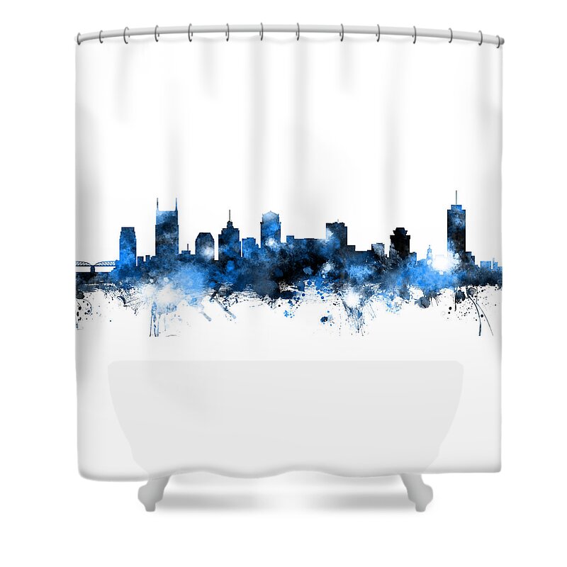 United States Shower Curtain featuring the digital art Nashville Tennessee Skyline #9 by Michael Tompsett